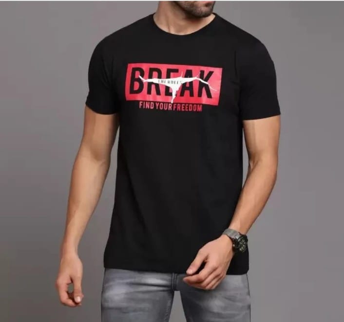BREAK THE RULES – Black Printed T-Shirt
